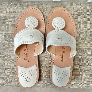 Jack Rogers Jacks White Leather Flat Sandals